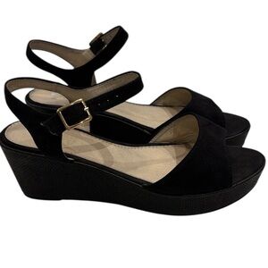 Elegant Vegan Suede Black Wedge Sandals